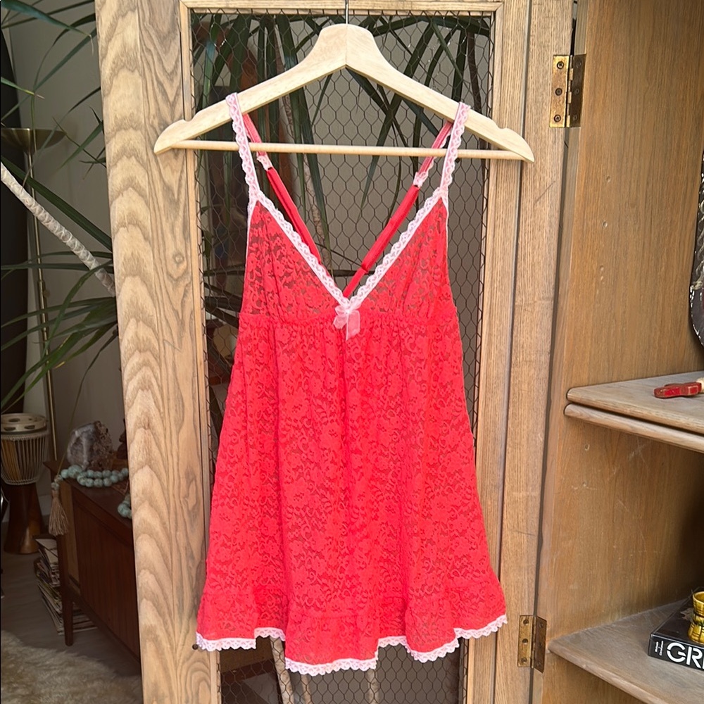 Victoria's Secret Pink Lace Babydoll Slip Dress